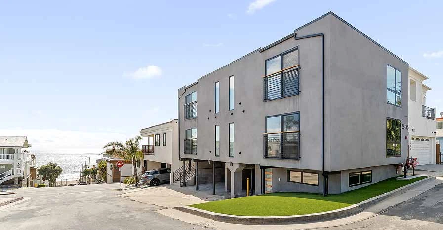 Completed apartment building exterior after renovation